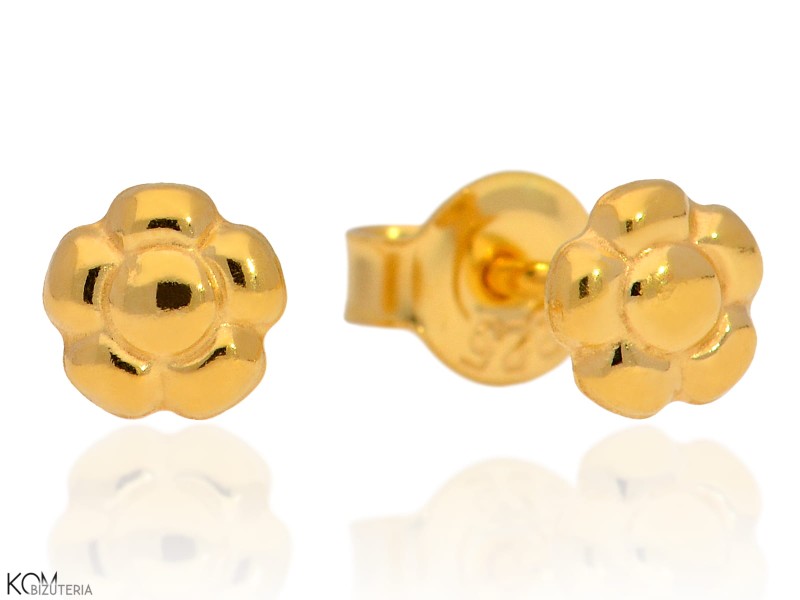 minnu kwiat flower kolczyki srebrne pozlacane gold-plated silver stud earrings kom bizuteria.jpg