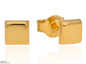 MINNU - square - gold-plated silver stud earrings