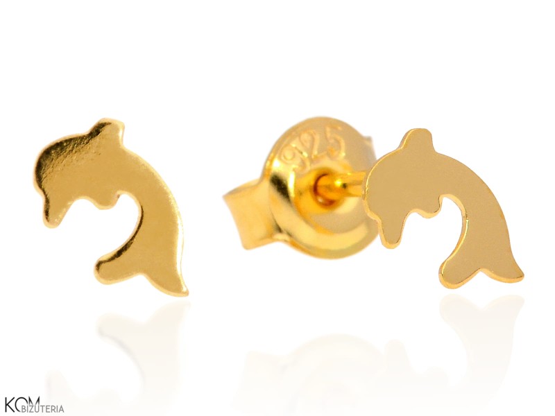 minnu delfin dolphin kolczyki srebrne pozlacane gold-plated silver stud earrings kom bizuteria.jpg
