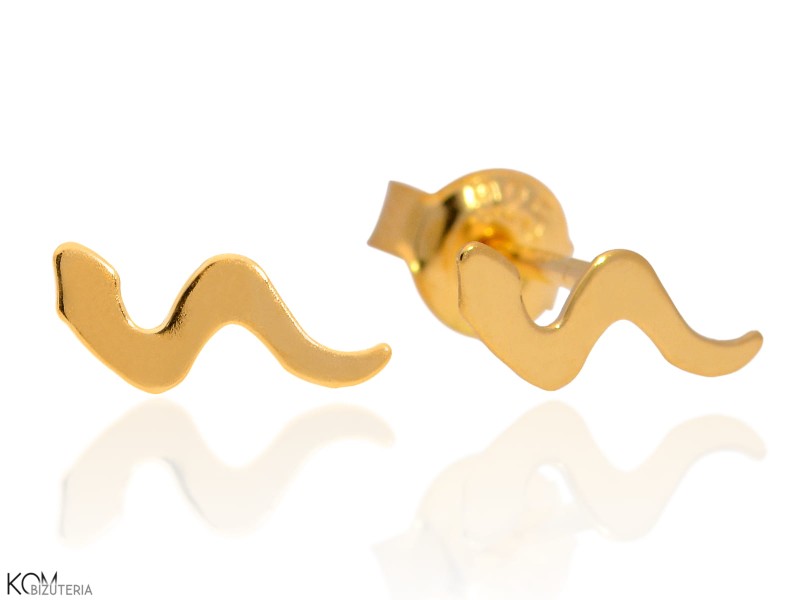 minnu wąż snake kolczyki srebrne pozlacane gold-plated silver stud earrings kom bizuteria.jpg