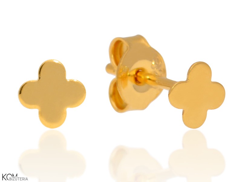 minnu koniczyna clover kolczyki srebrne pozlacane gold-plated silver stud earrings kom bizuteria.jpg