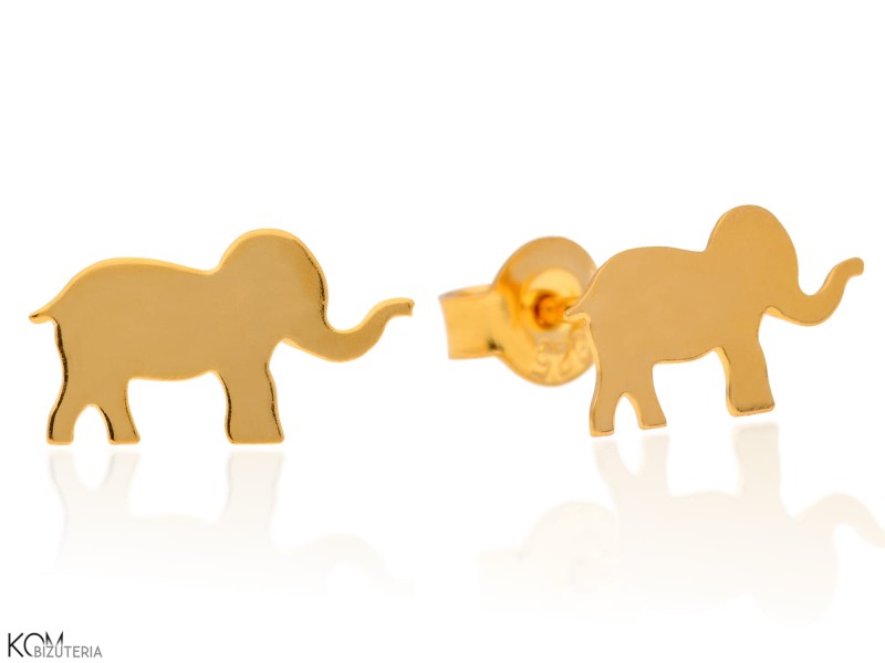 minnu slon elephant kolczyki srebrne pozlacane gold-plated silver stud earrings kom bizuteria.jpg