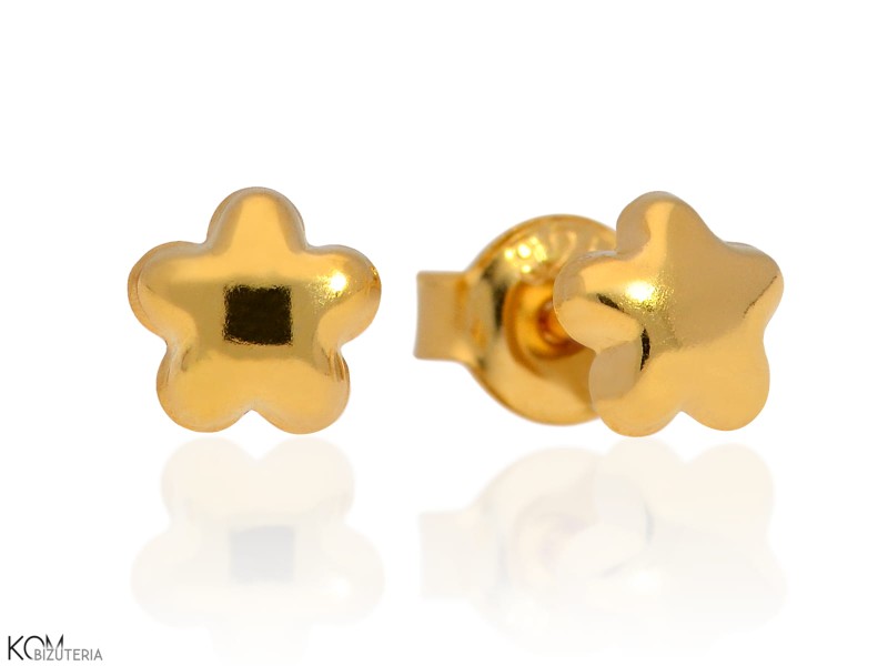 minnu kwiat flower kolczyki srebrne pozlacane gold-plated silver stud earrings kom bizuteria2.jpg
