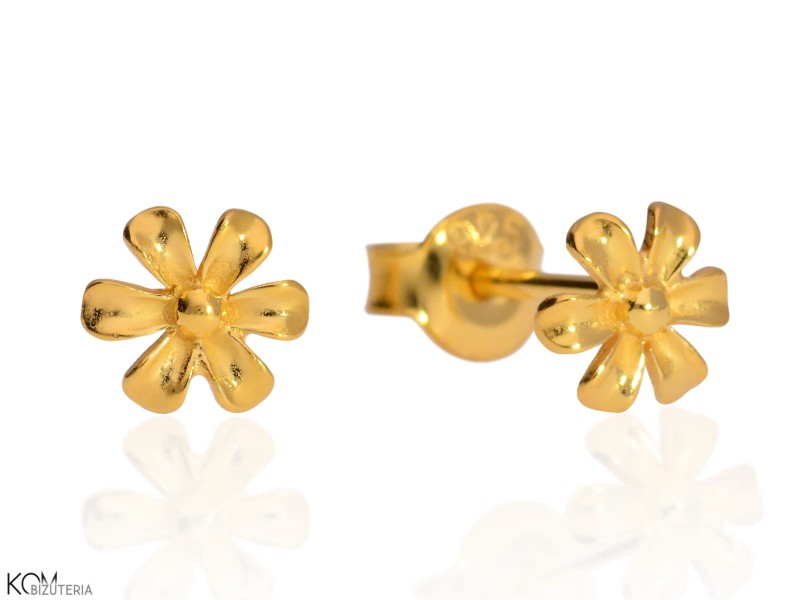 minnu stokrotka kwiatek daisy flower kolczyki srebrne pozlacane gold-plated silver stud earrings kom bizuteria.jpg