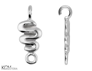 Rodowana, srebrna zawieszka ozdobna charm łącznik, wężyk, wstążka 19x7mm W125
