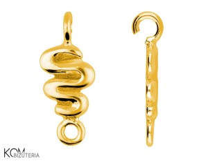 Pozłacana, srebrna zawieszka ozdobna charm łącznik, wężyk, wstążka 19x7mm W125
