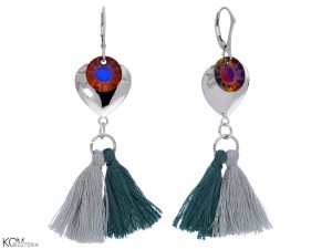 TASSEL - volcano - hanging silver earrings with tassels and Swarovski® crystals