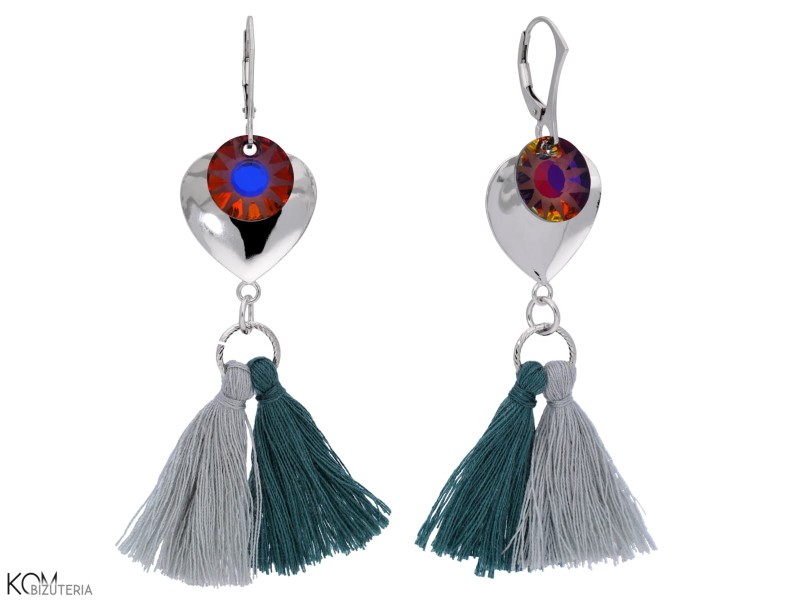 chwotski swarovski kolczyki wiszące frędzle tassel earrings swarovski sun slonce volcano wulkan czerwony niebieski szary red navy blue  grey silver srebro kom bizuteria.jpg