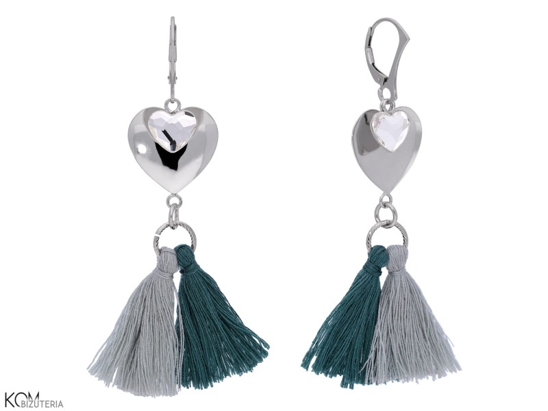 chwostki frędzle swarovski heart serce kryształ kolczyki srebrne silver tassel earrings biały crystal white niebieski szary navy blue grey kom bizuteria jewelry.jpg