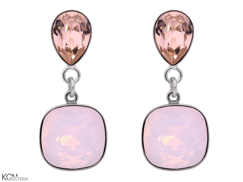 krysztalowe krople kolczyki sztyfty swarovski róż różowy pastelowy pastela opal łezka crystal earrings pink rose water opal pastel kom bizuteria jewelry małe.jpg