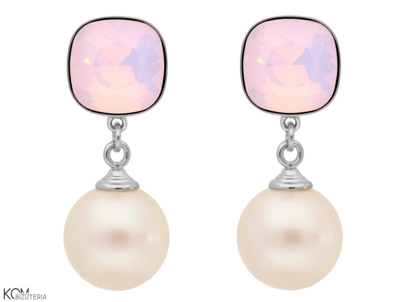 piazza kolczyki sztyfty swarovski róż różowy pastelowy pastela opal imitacja perly imitation pearl crystal earrings pink rose water opal pastel kom bizuteria jewelry.jpg