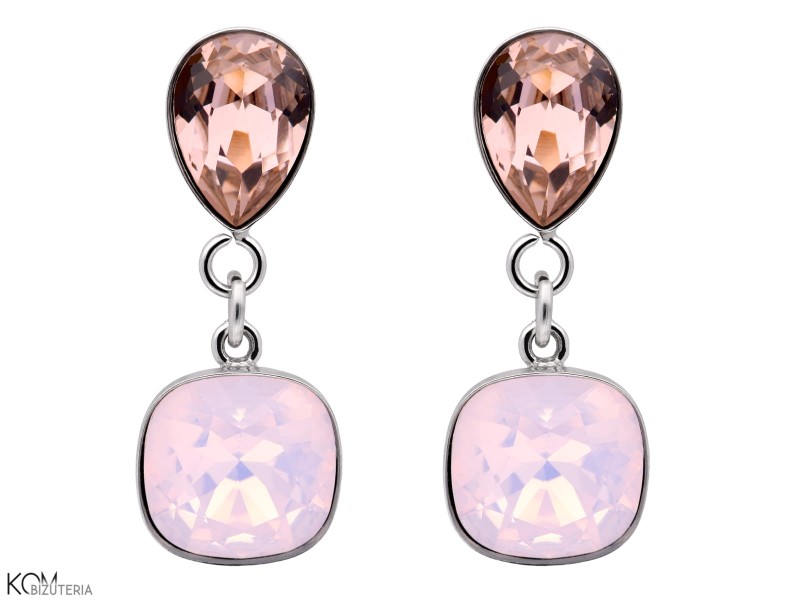 krysztalowe krople kolczyki sztyfty swarovski róż różowy pastelowy pastela opal łezka crystal earrings pink rose water opal pastel kom bizuteria jewelry male krople male piazza.jpg