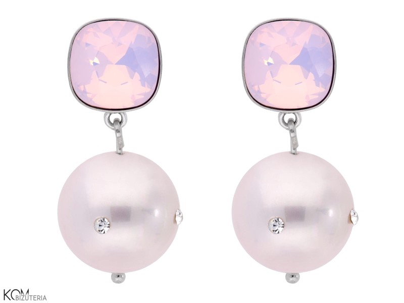 piazza kolczyki sztyfty swarovski róż różowy pastelowy pastela opal imitacja perły pearl imitation crystal earrings pink rose water opal pastel kom bizuteria jewelry.jpg