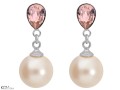 Różowe wiszące kolczyki z perłą, kryształ Swarovski®, srebro 925, perełka syntetyczna