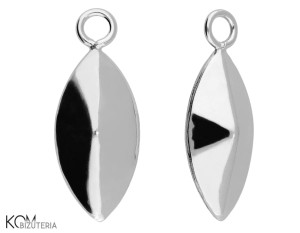 Rodowana, srebrna zawieszka ozdobna charm migdał 18x7mm w132