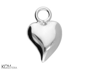 Rodowana, srebrna zawieszka ozdobna charm serce, serduszko 12x7mm w134
