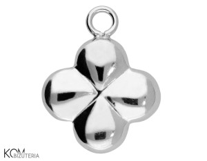 Rodowana, srebrna zawieszka ozdobna charm koniczyna, koniczynka 16x13mm w138