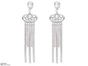 Wiszące kryształowe kolczyki chandelier z cyrkoniami, kryształ Swarovski® łza, srebro 925, cyrkonie