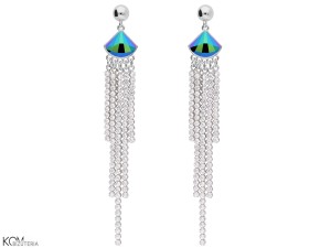 Wiszące kolczyki chandelier z cyrkoniami, kryształ Swarovski® wachlarz, srebro 925, cyrkonie
