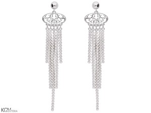 Wiszące kryształowe kolczyki chandelier z cyrkoniami, srebro 925, cyrkonie