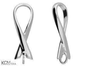 Srebrna zawieszka ozdobna charm łącznik, wstążka, wstęga 24x8mm W141