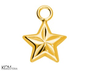 Pozłacana, srebrna zawieszka ozdobna charm gwiazda, gwiazdka 12x9mm w133