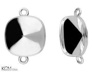 Srebrna zawieszka, łącznik z wklęsłą miseczką do kryształów kwadrat 4470 10mm w144