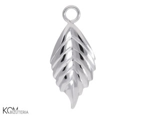 Srebrna zawieszka ozdobna charm liść, listek 20x9mm w153