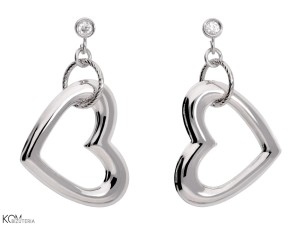 JE'TAIME - silver stud heart earrings with cubic zirconias