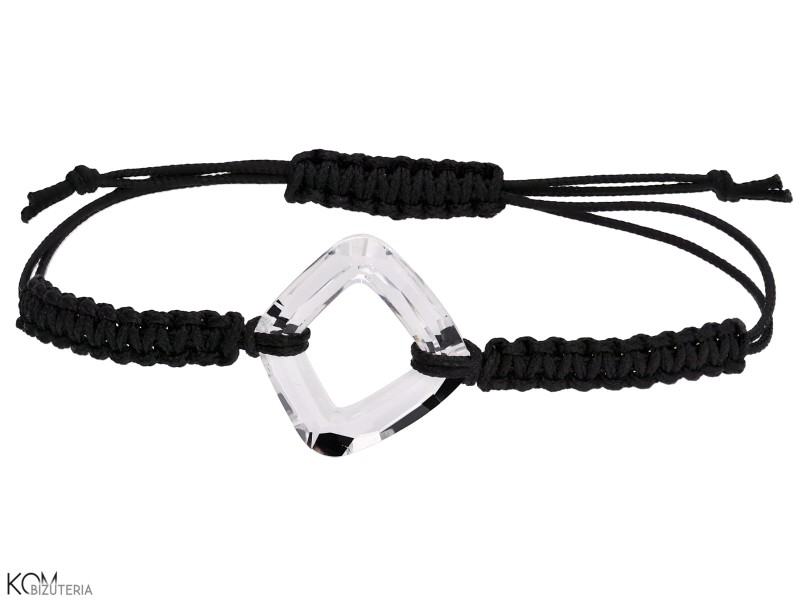 COSMIC pleciona bransoletka czarna z kwadratowym bialym krysztalem swarovski.jpg