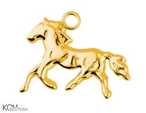 Pozłacana, srebrna zawieszka ozdobna charm koń, konik 20x17mm w129