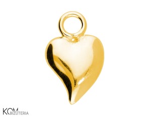 Pozłacana, srebrna zawieszka ozdobna charm serce, serduszko 12x7mm w134