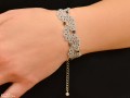 srebrna bransoletka frywolitka listki z czarnymi krysztalami swarovski zblizenie.JPG
