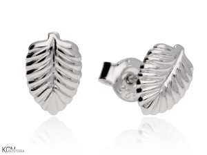 MINNU - leaf - silver stud earrings