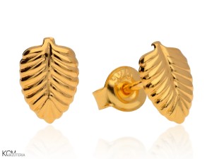 MINNU - leaf - gold-plated silver stud earrings
