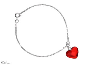 Bransoletka łańcuszek duże serce, kryształ Swarovski®, srebro 925
