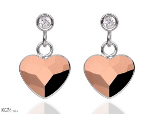 LOVE silver earrings with zirconia and gold Swarovski® crystals