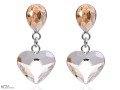 Białe i beżowe wiszące kolczyki kropla i serce, kryształ Swarovski®, srebro 925