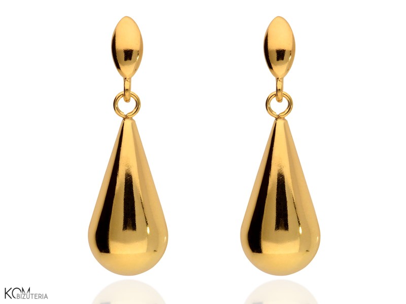 zlote kolczyki lezki lata 80 80te pozlacane srebro | gold-plated silver drop earrings