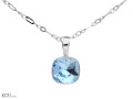 lancuszek srebrna blekitna zawieszka swarovski blue aquamarine pendant