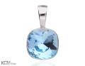 srebrny wisiorek z kwadratowym blekitnym krysztalem Swarovski aquamarine pendant