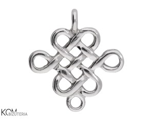 Rodowana, srebrna zawieszka ozdobna charm łącznik, celtycki węzeł 16x15mm W157