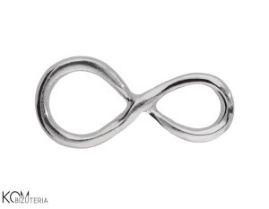 Rodowana, srebrna zawieszka ozdobna charm łącznik, nieskończoność 13x6mm W159