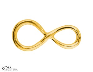 Pozłacana, srebrna zawieszka ozdobna charm łącznik, nieksończoność 13x6mm W159