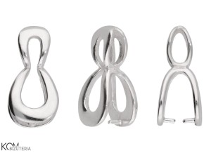 Rodowana, duża, srebrna krawatka, zawieszka zaciskowa 16x8 mm w161