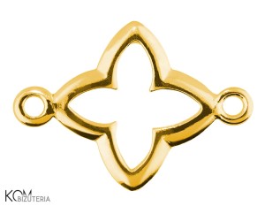 Pozłacana, srebrna ozdobna zawieszka,charm łącznik gwiazdka z dwoma haczykami 18x13mm w92.2