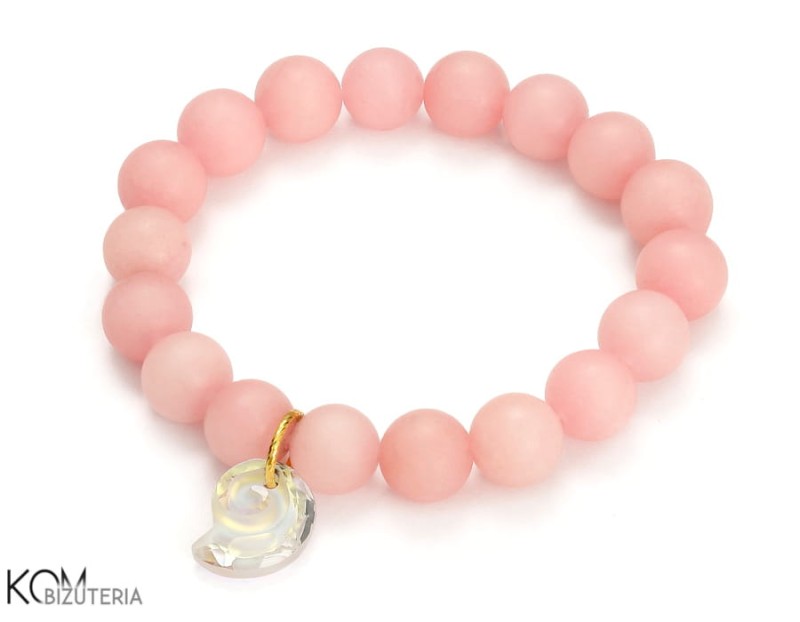 bransoletka rozowa jadeit muszla swarovski crystal ab