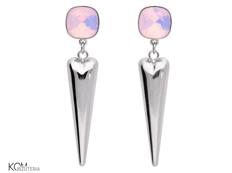 kolczyki lezki z rozowymi opalami swarovski