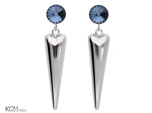 Wiszące kolczyki sople, niebieskie oczka, srebro 925, kryształy Swarovski®