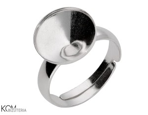 Srebrna baza pod pierścionek, regulowana, z wklęsłą miseczką do kryształów rivoli 1122 12mm P12